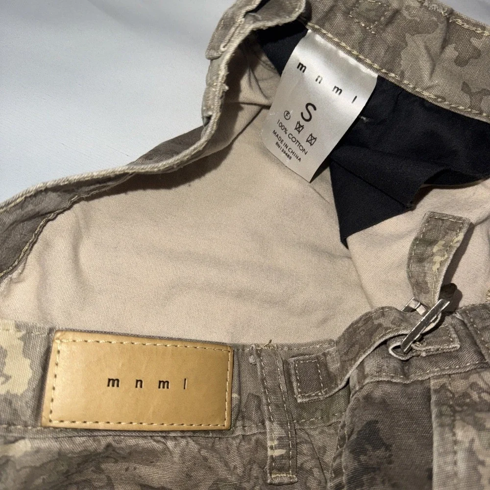 MNML Mens Cotton Relaxed Fit Mid Rise Camo Brown Cargo‎ Paratrooper Pants Small